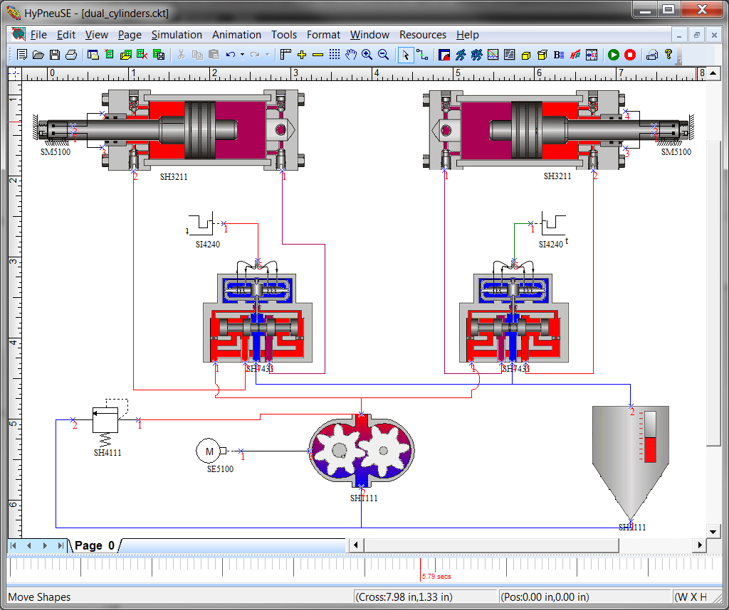 Hydraulic circuit design simulation software